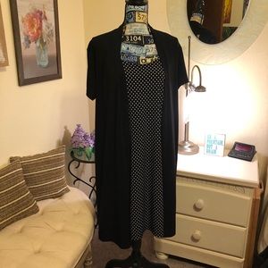 Polka dot dress with attached cardigan